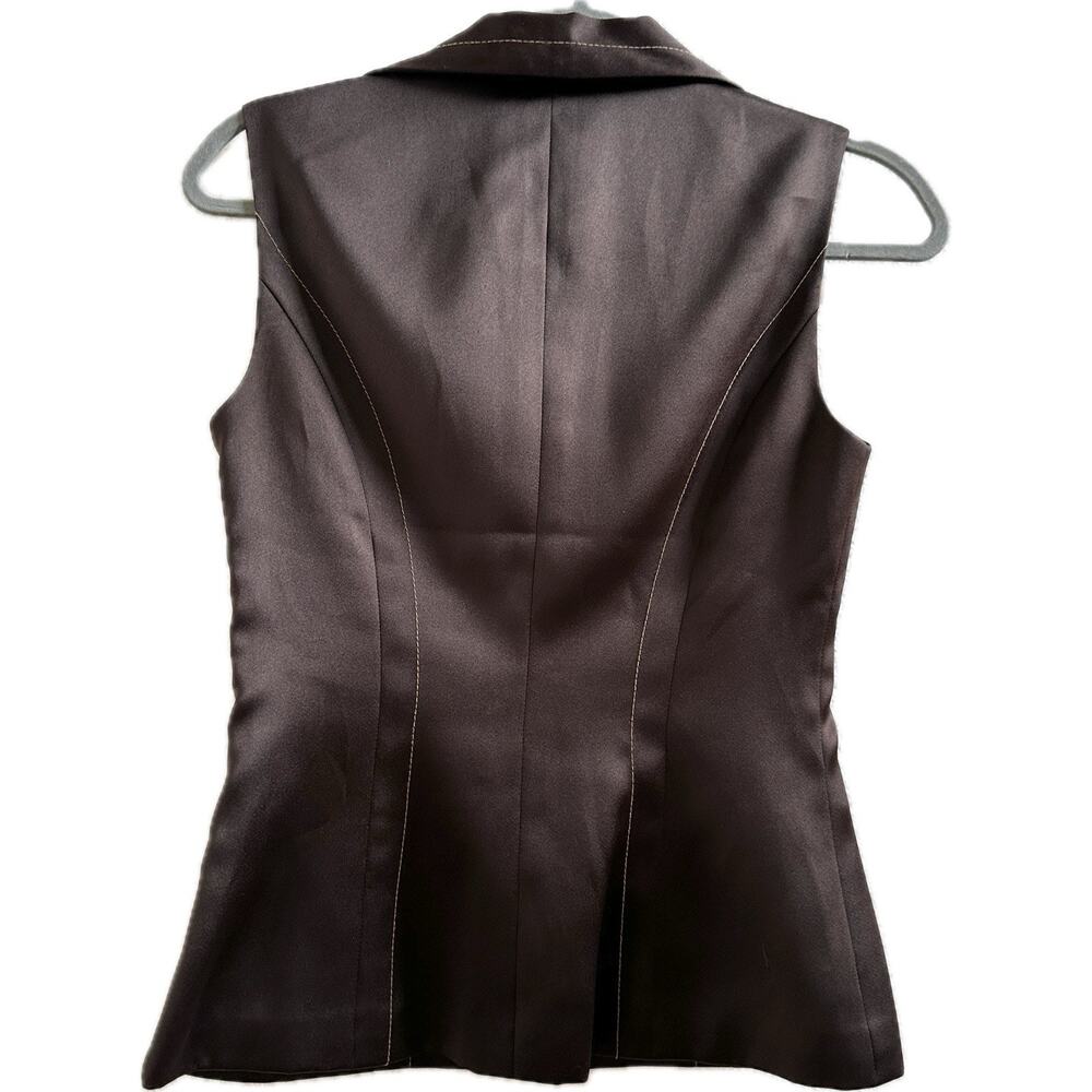 BCBG Max Azria Brown Satin Vest Top Size 4 Y2K - Picture 2 of 8